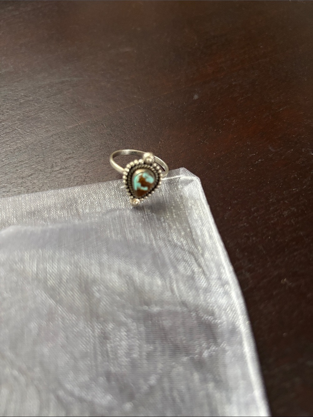 Sterling Silver Teardrop Turquoise Ring - Blue Accent NWOT